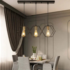 Lampara colgante comedor negra de estilo industrial y metálico