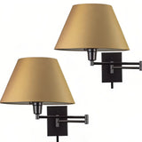 Aplique de pared de tela LED articulado con enchufe para mesita de noche