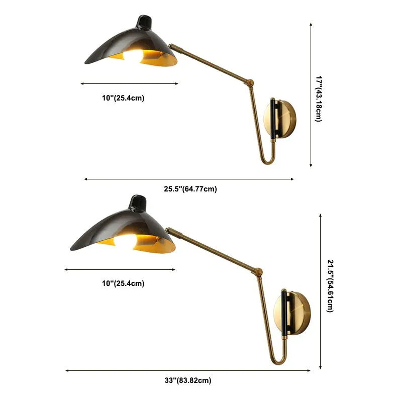 Lámpara de lectura industrial con brazo oscilante ajustable 