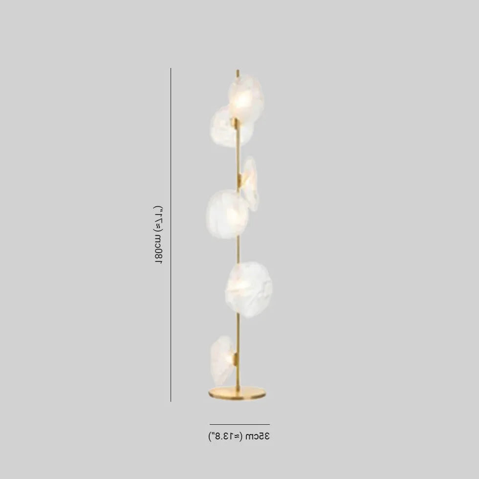 Multi-Head Transparent Glass Straight Pole Floor Lamp