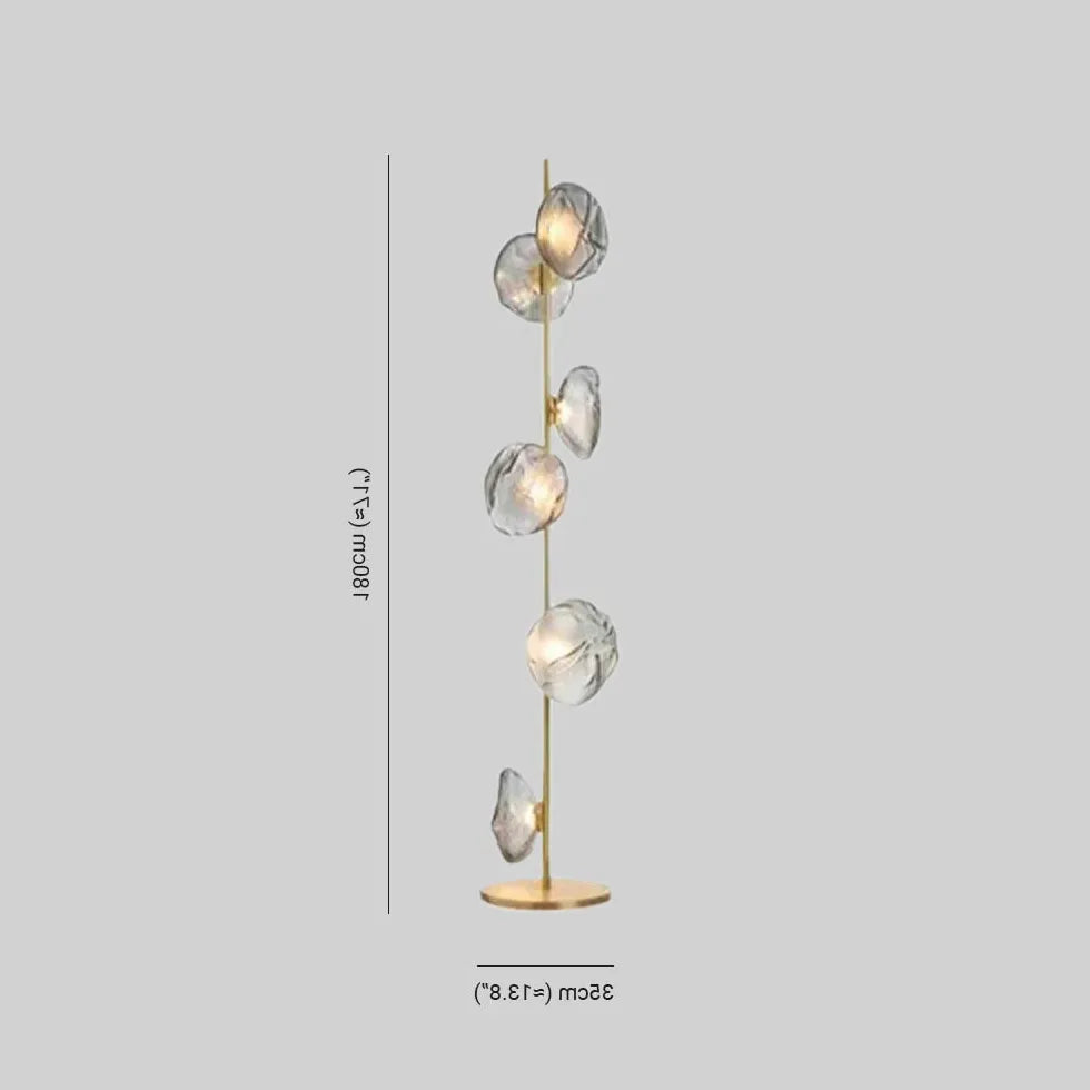 Multi-Head Transparent Glass Straight Pole Floor Lamp