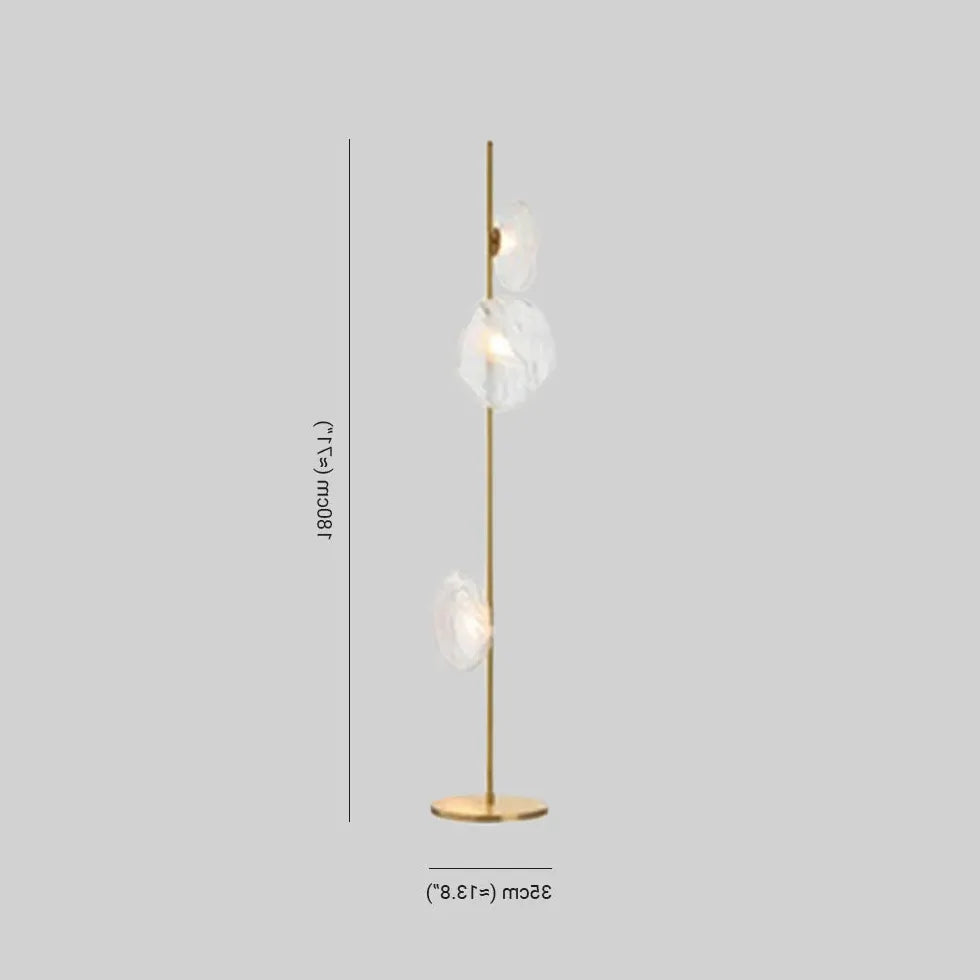 Multi-Head Transparent Glass Straight Pole Floor Lamp