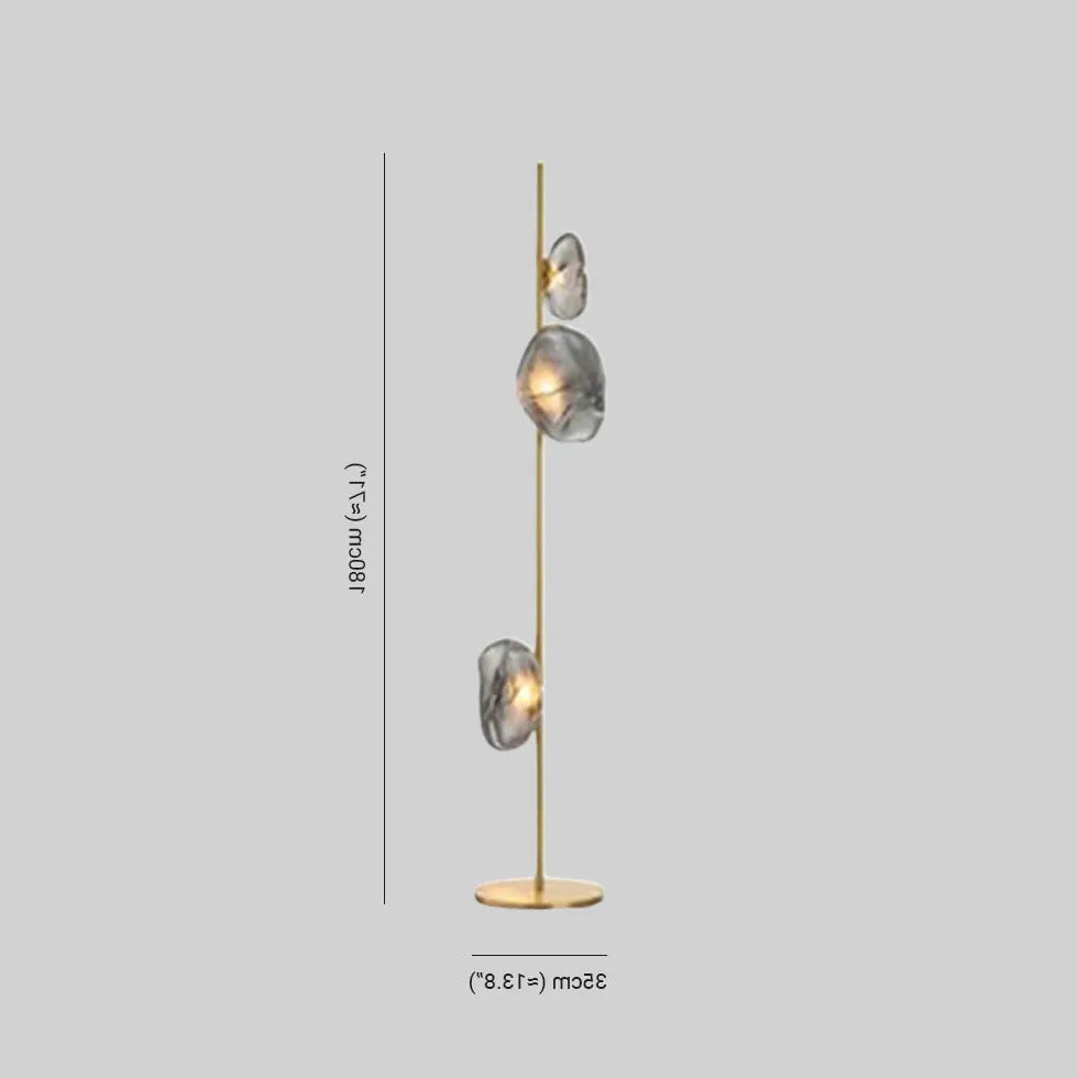 Multi-Head Transparent Glass Straight Pole Floor Lamp