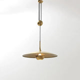 Gold Metal Disc-Shaped Vintage Pendant Light