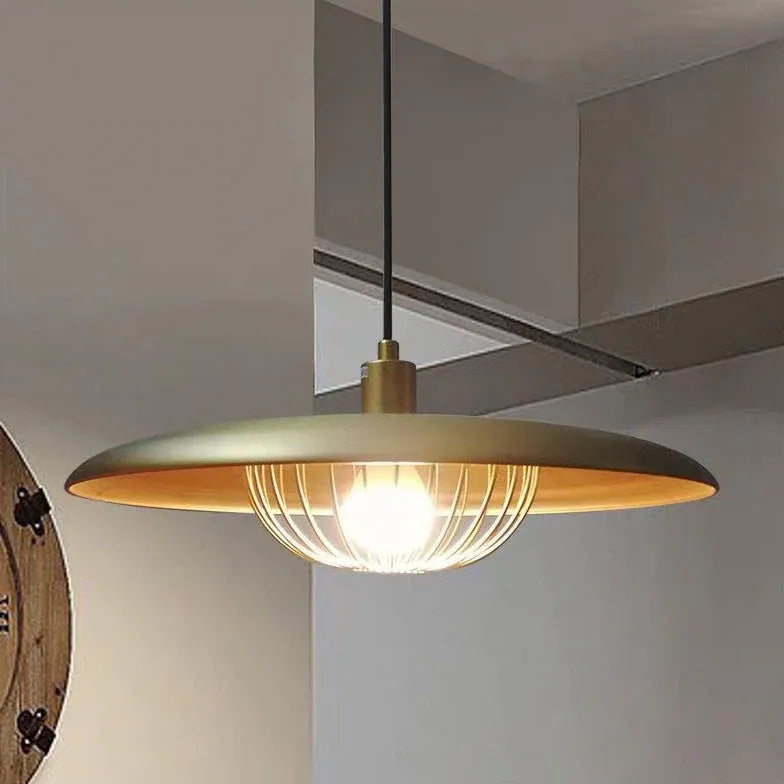 Metal Disc-Shaped Vintage Single-Head Pendant Light