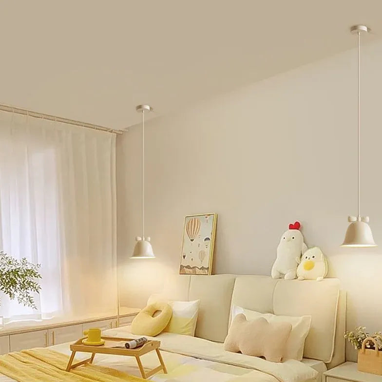 Bell-shaped Cream White Bedroom Pendant Light