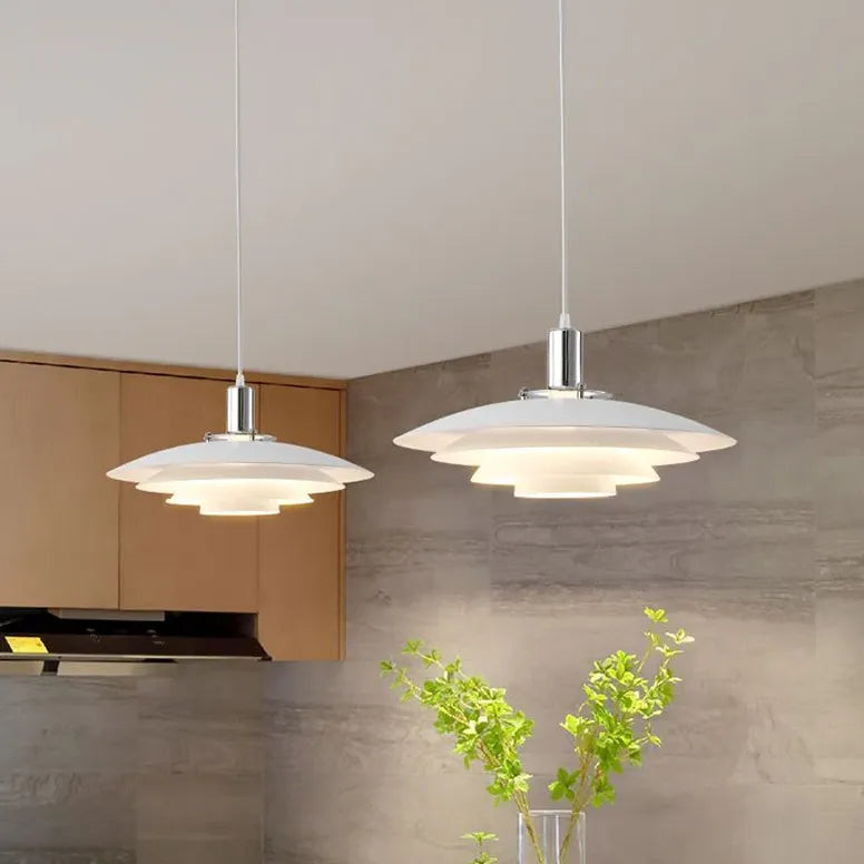 Four-layer White Lampshade Aluminum Pendant Light