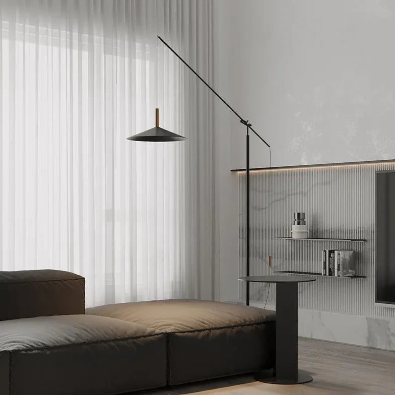 Cantilever Black Minimalist Plug-In Floor Lamp