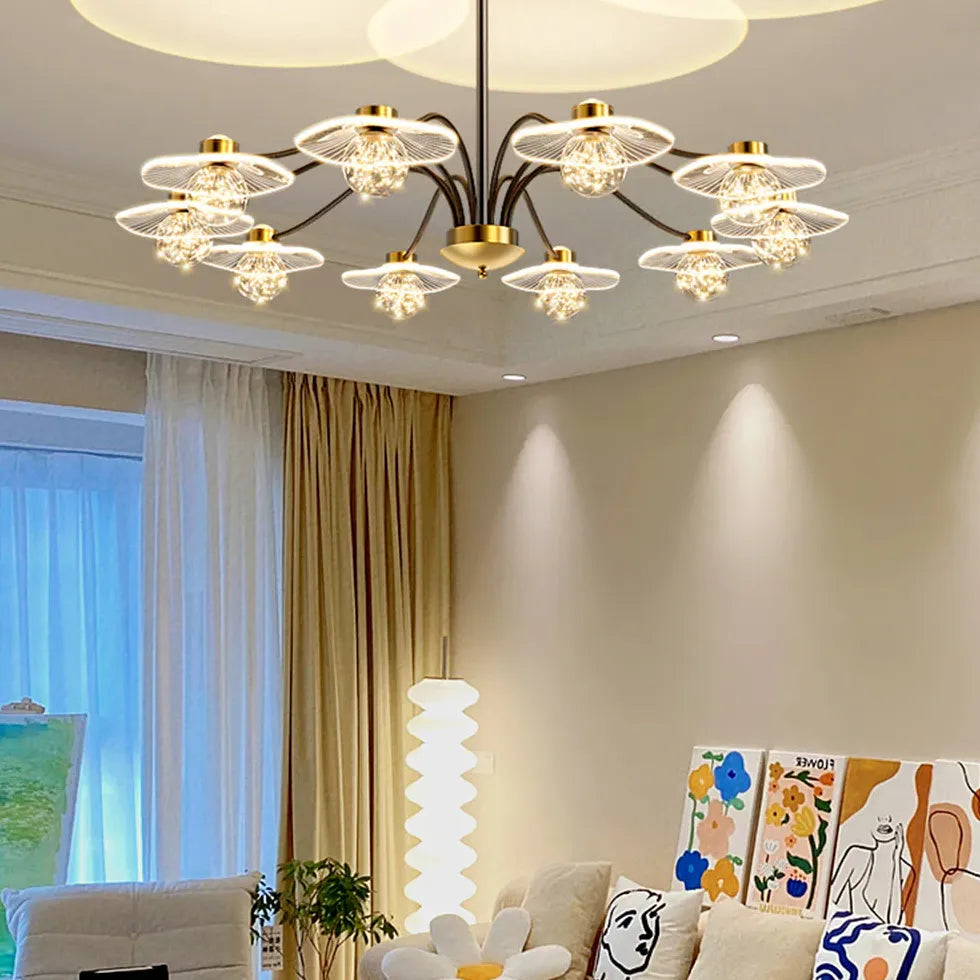 Clear Glass Multi-Head Living Room Chandelier