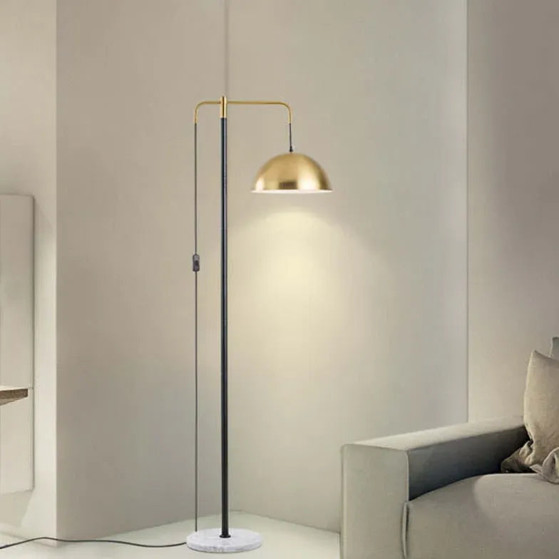 Metal Dome Arm Plug-In Floor Lamp