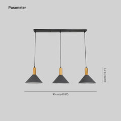 Lampara 3 luces colgante diseño cónico minimalista y elegante