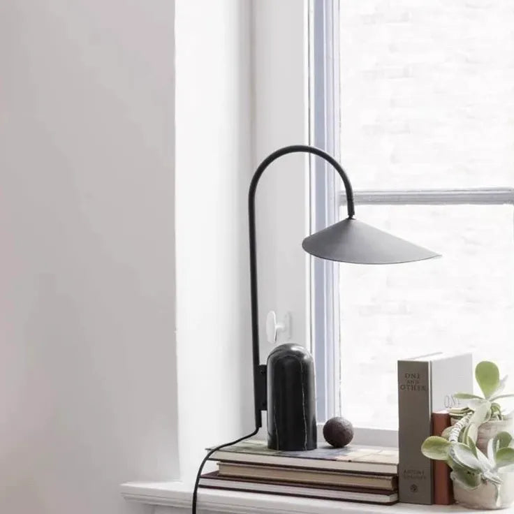 Umbrella-Shaped Black Arc Floor Lamp