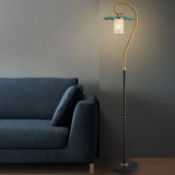 Curved Design with Attached Table Floor Lamp