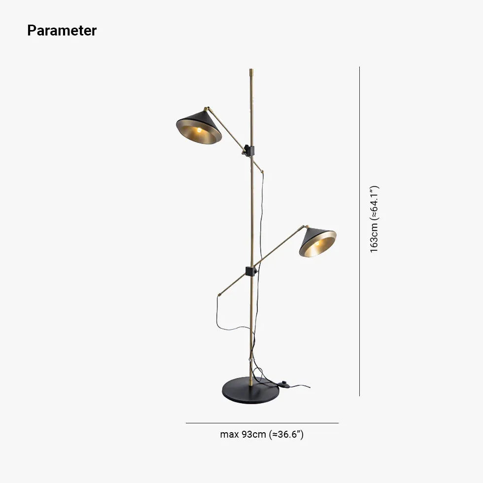 Lámpara de pie con diseño de doble luz y enchufe 