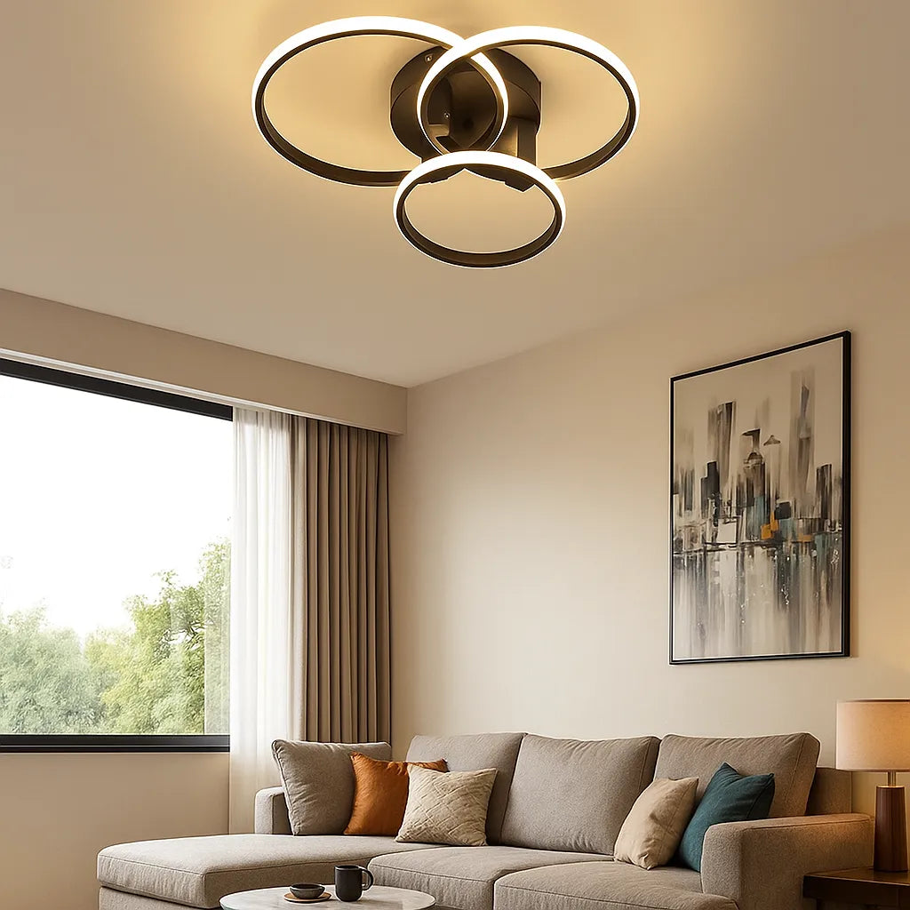 Lámpara de Techo LED Regulable con Diseño Moderno de Aro para Salón