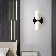 Aplique de pared bidireccional led de vidrio moderno con luz suave para mesita de noche