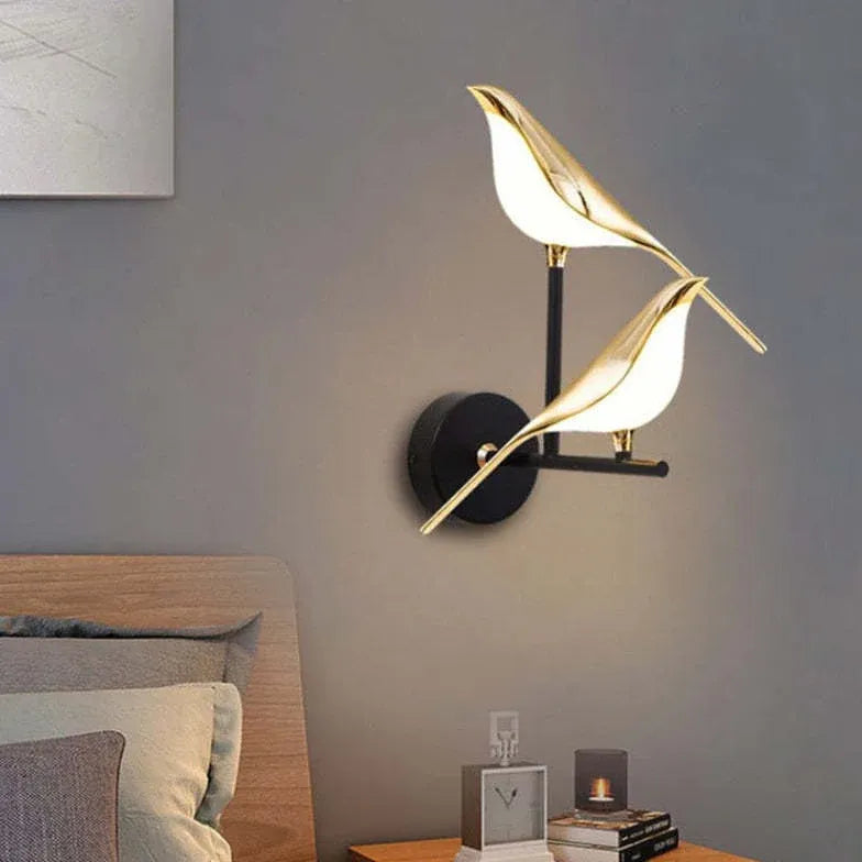 Aplique de pared para dormitorio diseño moderno en forma de pájaro