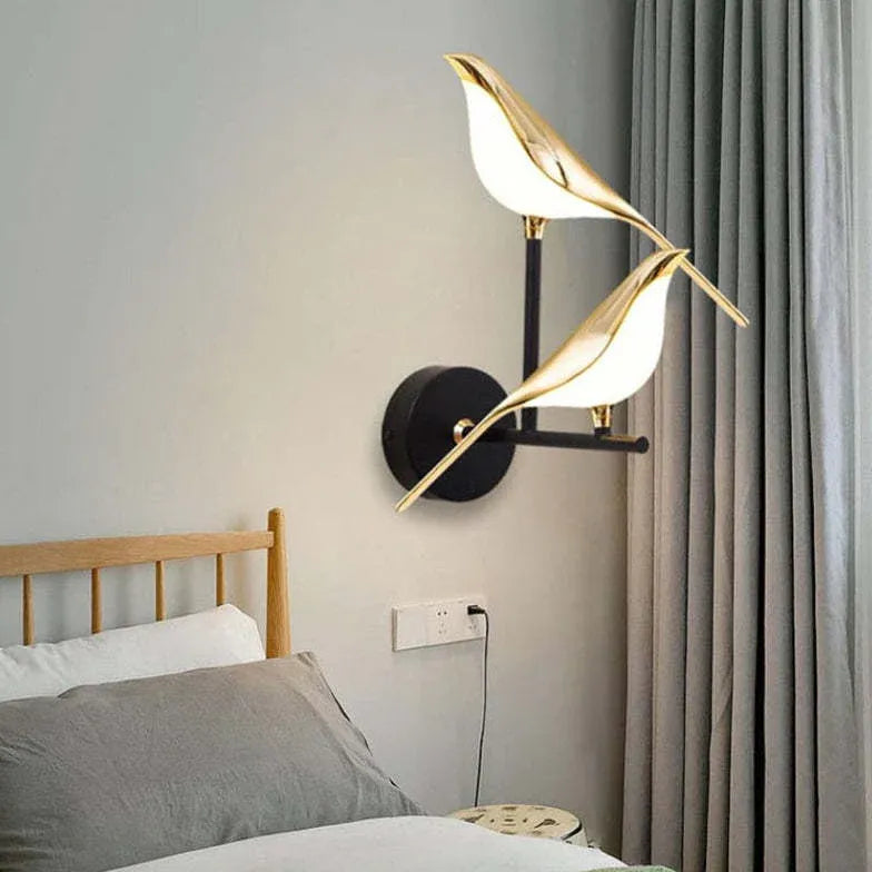 Aplique de pared para dormitorio diseño moderno en forma de pájaro