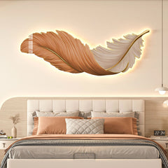 Aplique LED de pared moderno en forma de pluma horizontal para dormitorio y salón