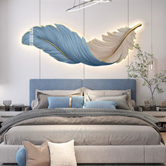 Aplique LED de pared moderno en forma de pluma horizontal para dormitorio y salón