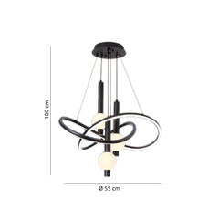 Lámpara Colgante de Diseño Araña Negra Moderna Regulable en Altura para Comedor