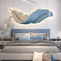 Aplique de Pared LED Moderno en Forma de Pluma Horizontal – Lámpara Decorativa para Dormitorio y Salón