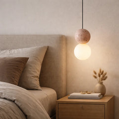 Lampara Colgante Cemento Nordico de Vidrio Esferas para Mesita de Noche