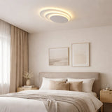 Plafón de techo moderno blanco LED regulable con diseño de tres capas para dormitorio