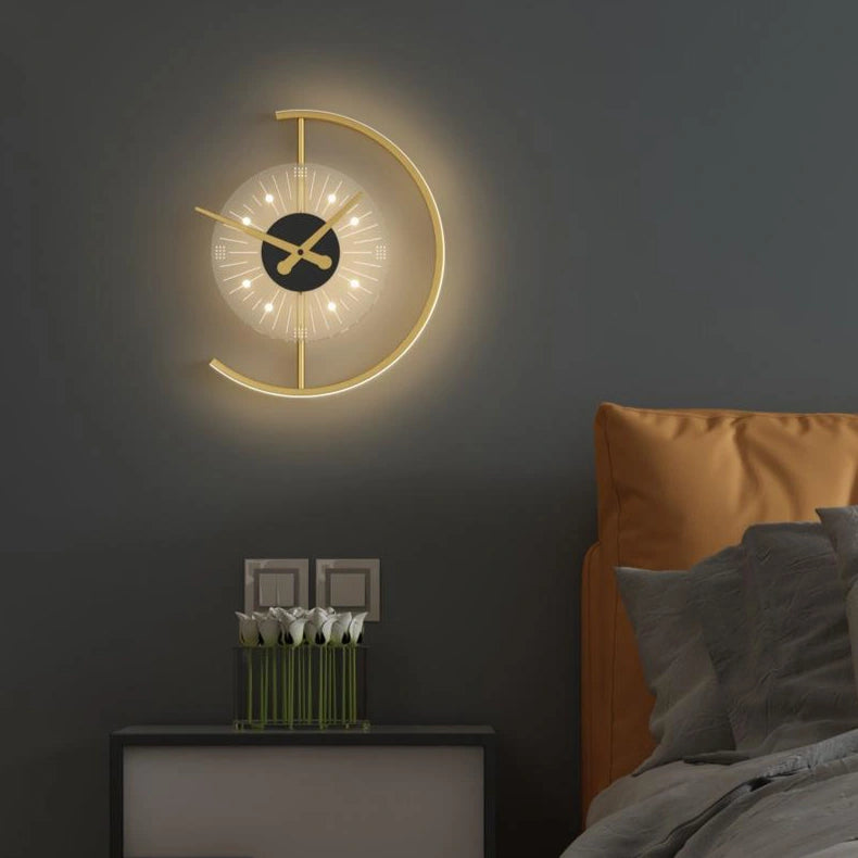 Aplique de pared moderno LED con diseño de reloj para dormitorio