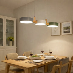 Lámpara Colgante Tres Luces LED Regulable en Altura Estilo Nórdico para Comedor