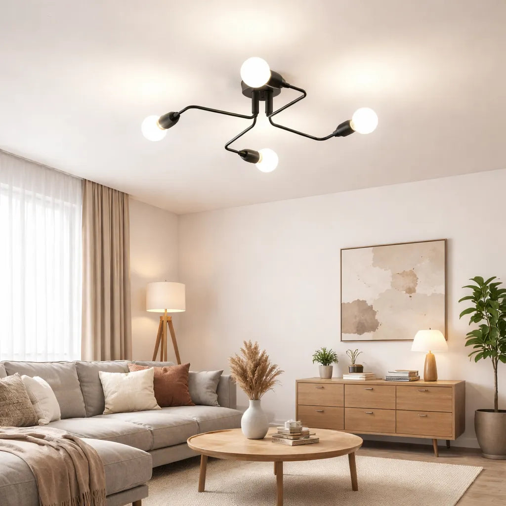 Lampara de Techo Sputnik Industrial Metal Negra para Salón