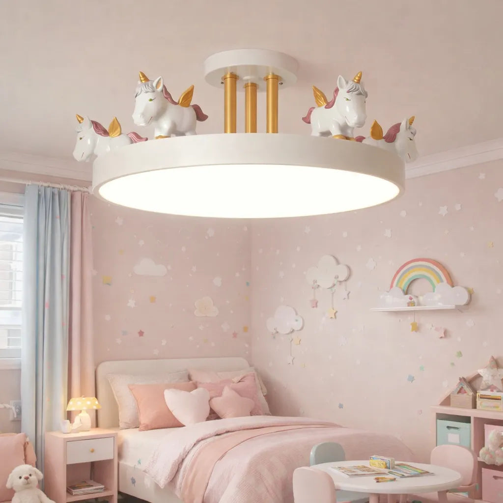 Lámpara de Techo Unicornio LED Regulable para Dormitorio Infantil