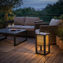 Lampara de Pie Exterior Solar Moderna de Metal Rectangular para Terraza