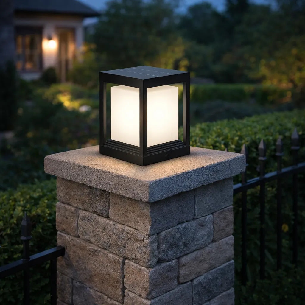 Sobremuro solar exterior LED moderno cuadrado para jardín
