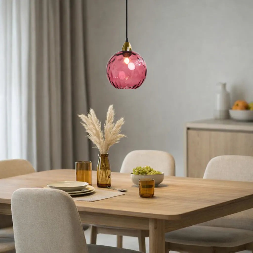 Lampara Colgante de Vidrio de Colores Moderna Regulable en Altura para Comedor