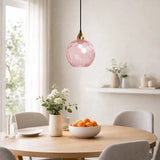 Lámpara colgante de vidrio de colores esférica moderna regulable en altura para comedor
