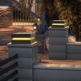 Sobremuro exterior solar LED IP65 con diseño moderno para pilar negro