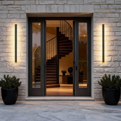 Aplique Lineal Led Exterior con Sensor de Movimiento Minimalista en Metal Negro