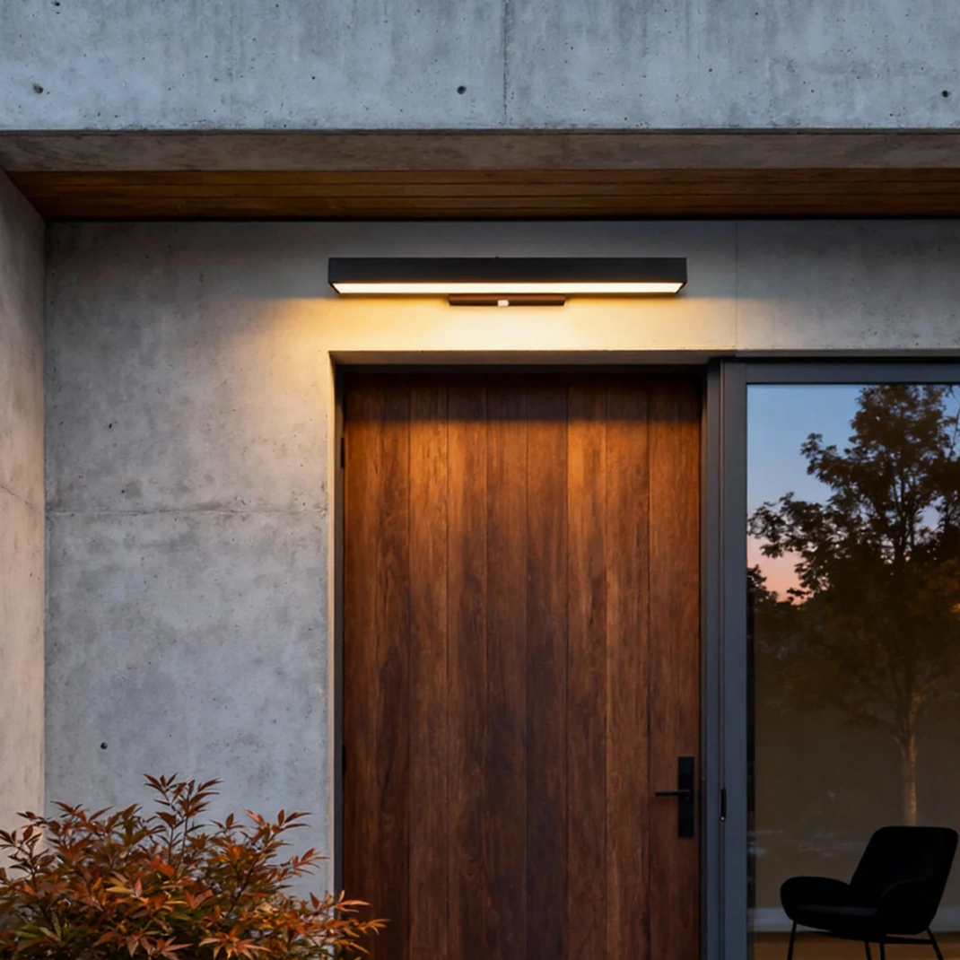 Aplique Exterior de Pared Moderno Negro Rectangular con Sensor de Movimiento
