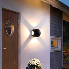 Aplique de Pared Moderno Exterior LED de Metal Negro con Esferas