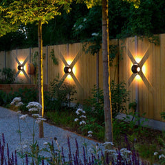 Aplique de Pared Moderno Exterior LED de Metal Negro con Esferas