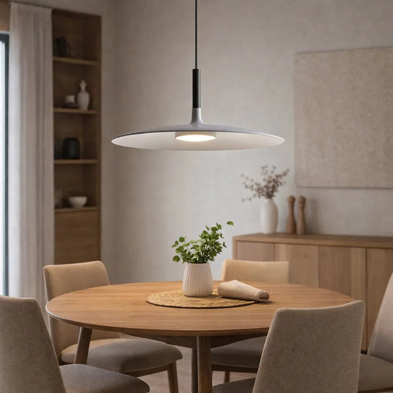 Lámpara colgante LED en forma de plato regulable en altura de estilo nórdico para comedor