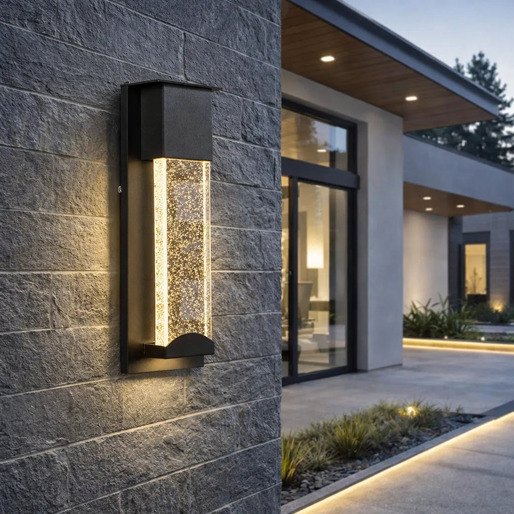 Aplique de Pared Exterior con Sensor de Movimiento LED Moderno Vidrio Negro