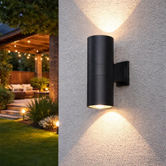 Aplique de Pared Exterior Bidireccional LED Moderno de Metal Negro
