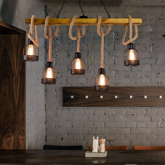 Lámpara Colgante de Cuerda Vintage con Farolillos para Comedor