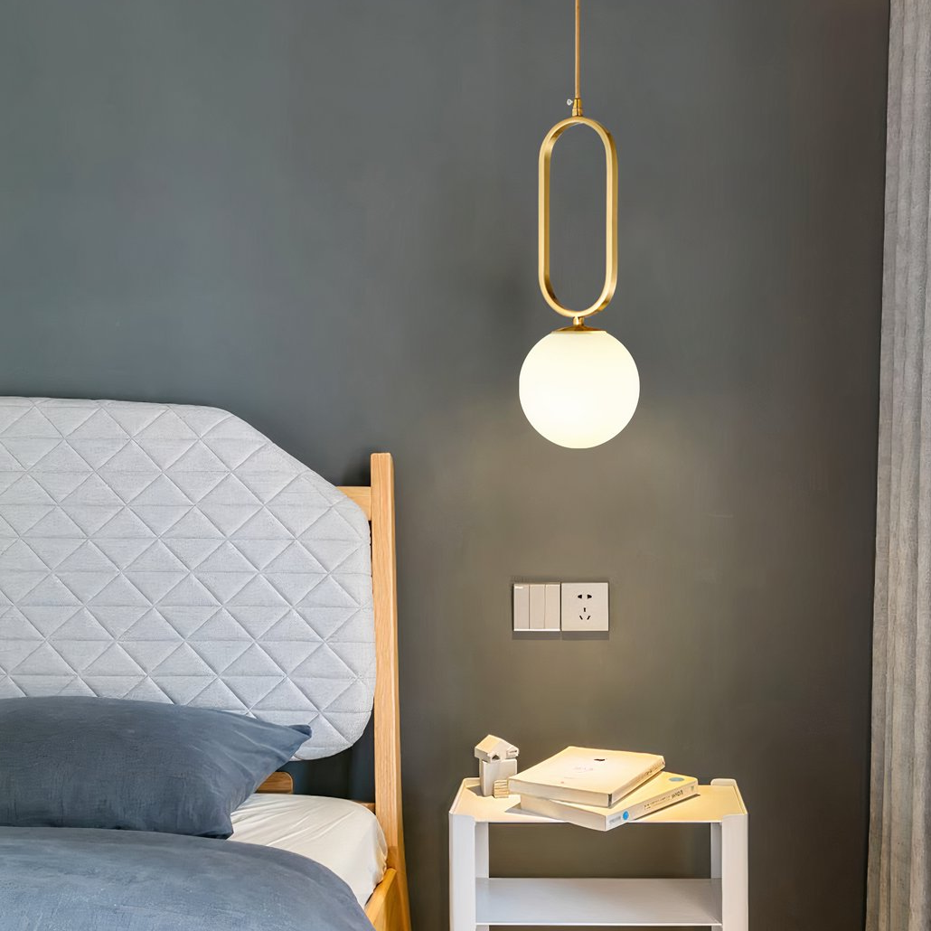 Lámpara Colgante Diseño Moderno LED en Vidrio Dorado para Dormitorio
