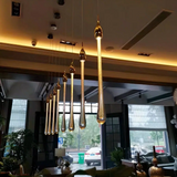 Lámpara colgante gotas de cristal LED dorada de estilo moderno