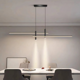 Lámpara colgante lineal moderna led regulable con focos para isla de cocina