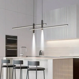 Lámpara colgante lineal moderna led regulable con focos para isla de cocina