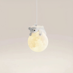 Lampara Colgante Tres Luces Infantil Osito sobre la Luna Altura Regulable